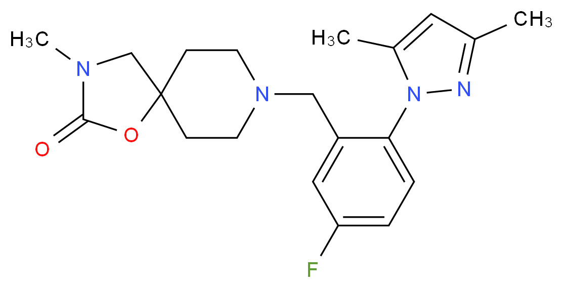 8-[2-(3,5-dimethyl-1H-pyrazol-1-yl)-5-fluorobenzyl]-3-methyl-1-oxa-3,8-diazaspiro[4.5]decan-2-one_Molecular_structure_CAS_)