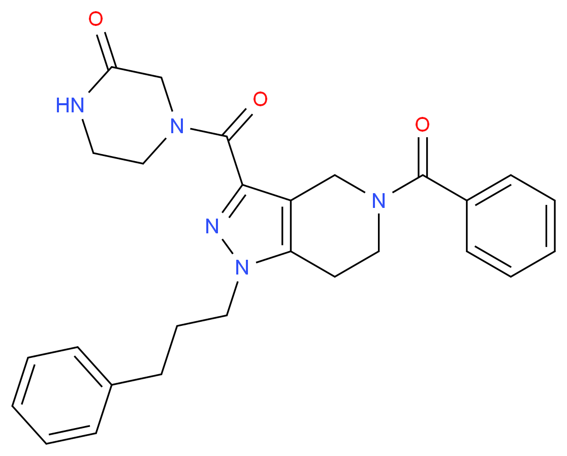 4-{[5-benzoyl-1-(3-phenylpropyl)-4,5,6,7-tetrahydro-1H-pyrazolo[4,3-c]pyridin-3-yl]carbonyl}-2-piperazinone_Molecular_structure_CAS_)