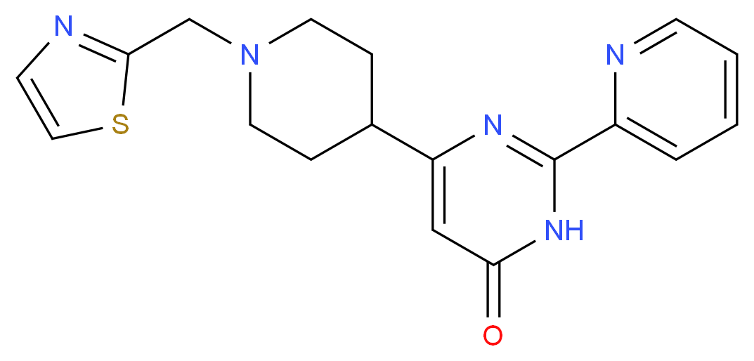 2-pyridin-2-yl-6-[1-(1,3-thiazol-2-ylmethyl)piperidin-4-yl]pyrimidin-4(3H)-one_Molecular_structure_CAS_)
