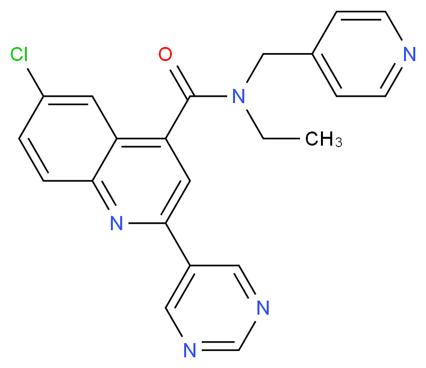 6-chloro-N-ethyl-N-(pyridin-4-ylmethyl)-2-pyrimidin-5-ylquinoline-4-carboxamide_Molecular_structure_CAS_)