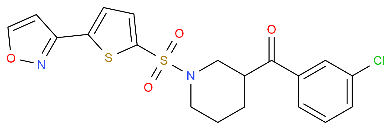 (3-chlorophenyl)(1-{[5-(3-isoxazolyl)-2-thienyl]sulfonyl}-3-piperidinyl)methanone_Molecular_structure_CAS_)