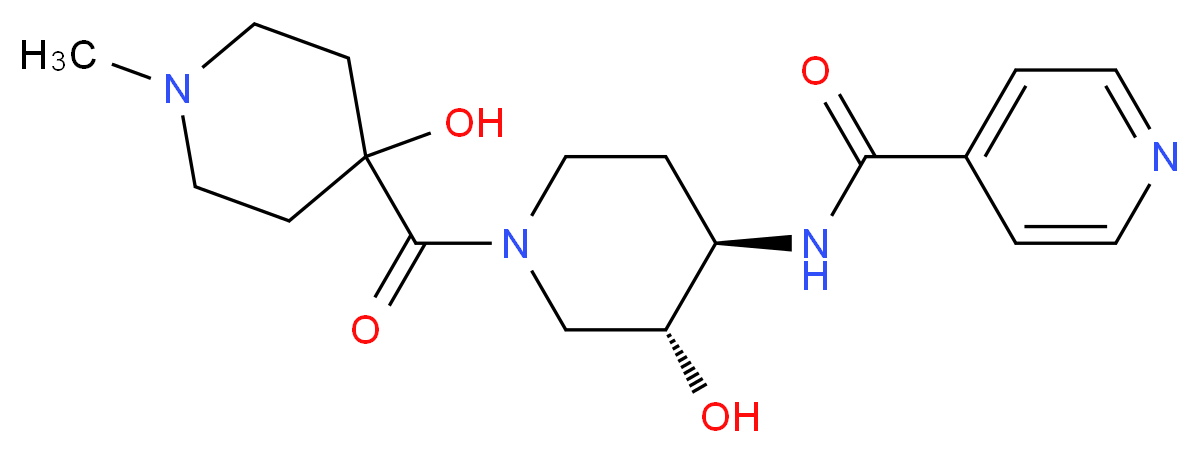 N-{(3R*,4R*)-3-hydroxy-1-[(4-hydroxy-1-methylpiperidin-4-yl)carbonyl]piperidin-4-yl}isonicotinamide_Molecular_structure_CAS_)