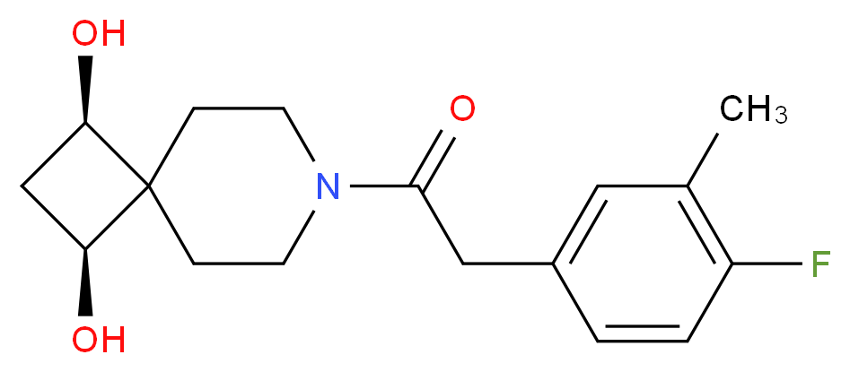 (1R*,3S*)-7-[(4-fluoro-3-methylphenyl)acetyl]-7-azaspiro[3.5]nonane-1,3-diol_Molecular_structure_CAS_)