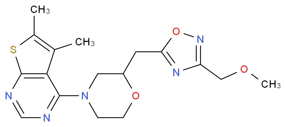 4-(2-{[3-(methoxymethyl)-1,2,4-oxadiazol-5-yl]methyl}morpholin-4-yl)-5,6-dimethylthieno[2,3-d]pyrimidine_Molecular_structure_CAS_)