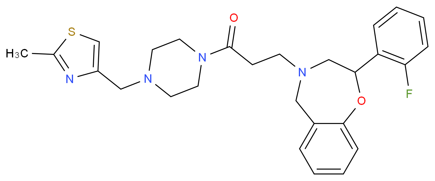 2-(2-fluorophenyl)-4-(3-{4-[(2-methyl-1,3-thiazol-4-yl)methyl]-1-piperazinyl}-3-oxopropyl)-2,3,4,5-tetrahydro-1,4-benzoxazepine_Molecular_structure_CAS_)