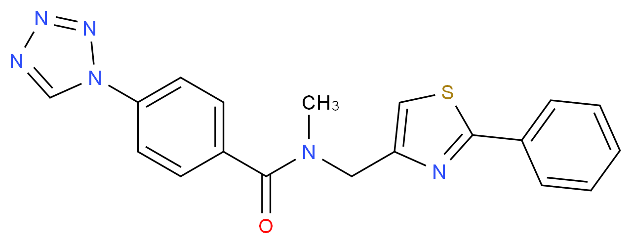 N-methyl-N-[(2-phenyl-1,3-thiazol-4-yl)methyl]-4-(1H-tetrazol-1-yl)benzamide_Molecular_structure_CAS_)