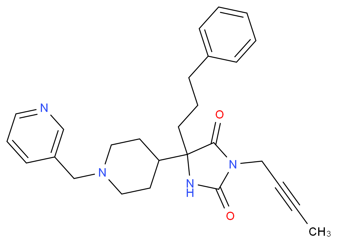 3-(2-butyn-1-yl)-5-(3-phenylpropyl)-5-[1-(3-pyridinylmethyl)-4-piperidinyl]-2,4-imidazolidinedione_Molecular_structure_CAS_)