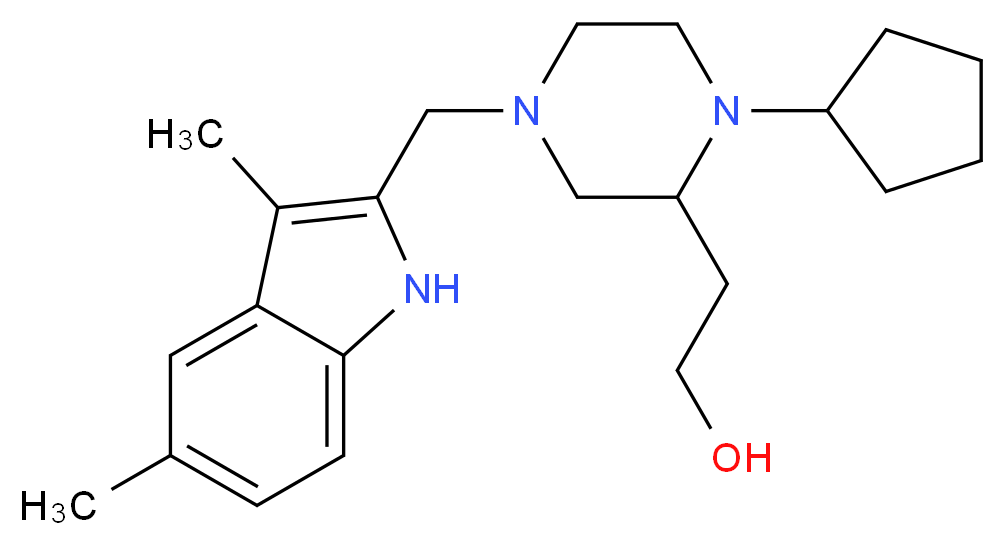 2-{1-cyclopentyl-4-[(3,5-dimethyl-1H-indol-2-yl)methyl]-2-piperazinyl}ethanol_Molecular_structure_CAS_)