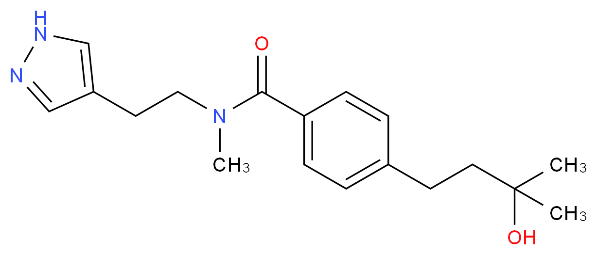 4-(3-hydroxy-3-methylbutyl)-N-methyl-N-[2-(1H-pyrazol-4-yl)ethyl]benzamide_Molecular_structure_CAS_)
