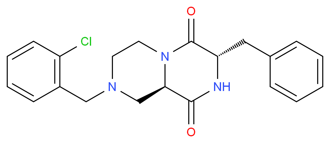 (3S,9aR)-3-benzyl-8-(2-chlorobenzyl)tetrahydro-2H-pyrazino[1,2-a]pyrazine-1,4(3H,6H)-dione_Molecular_structure_CAS_)