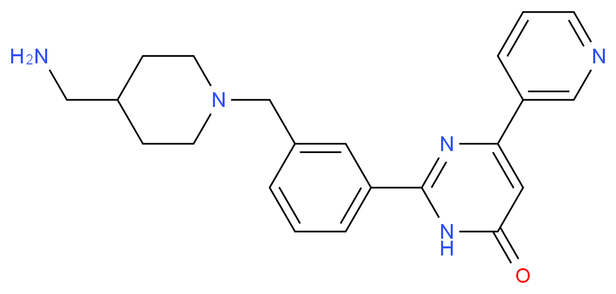 2-(3-{[4-(aminomethyl)piperidin-1-yl]methyl}phenyl)-6-pyridin-3-ylpyrimidin-4(3H)-one_Molecular_structure_CAS_)