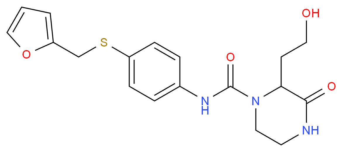 N-{4-[(2-furylmethyl)thio]phenyl}-2-(2-hydroxyethyl)-3-oxopiperazine-1-carboxamide_Molecular_structure_CAS_)