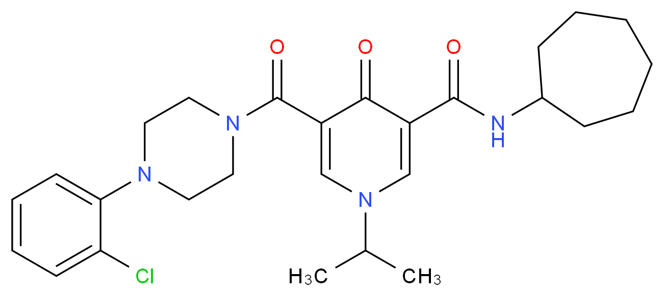 5-{[4-(2-chlorophenyl)-1-piperazinyl]carbonyl}-N-cycloheptyl-1-isopropyl-4-oxo-1,4-dihydro-3-pyridinecarboxamide_Molecular_structure_CAS_)