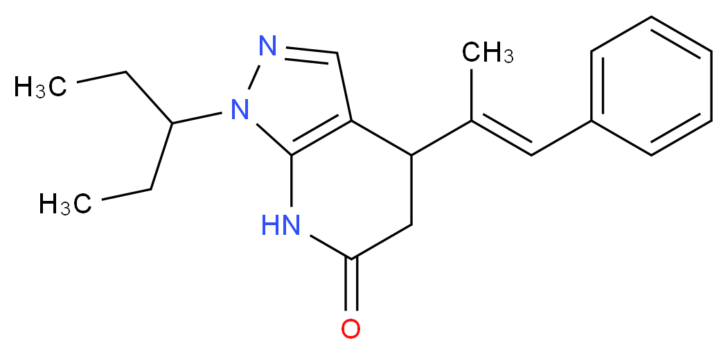 1-(1-ethylpropyl)-4-[(E)-1-methyl-2-phenylvinyl]-1,4,5,7-tetrahydro-6H-pyrazolo[3,4-b]pyridin-6-one_Molecular_structure_CAS_)