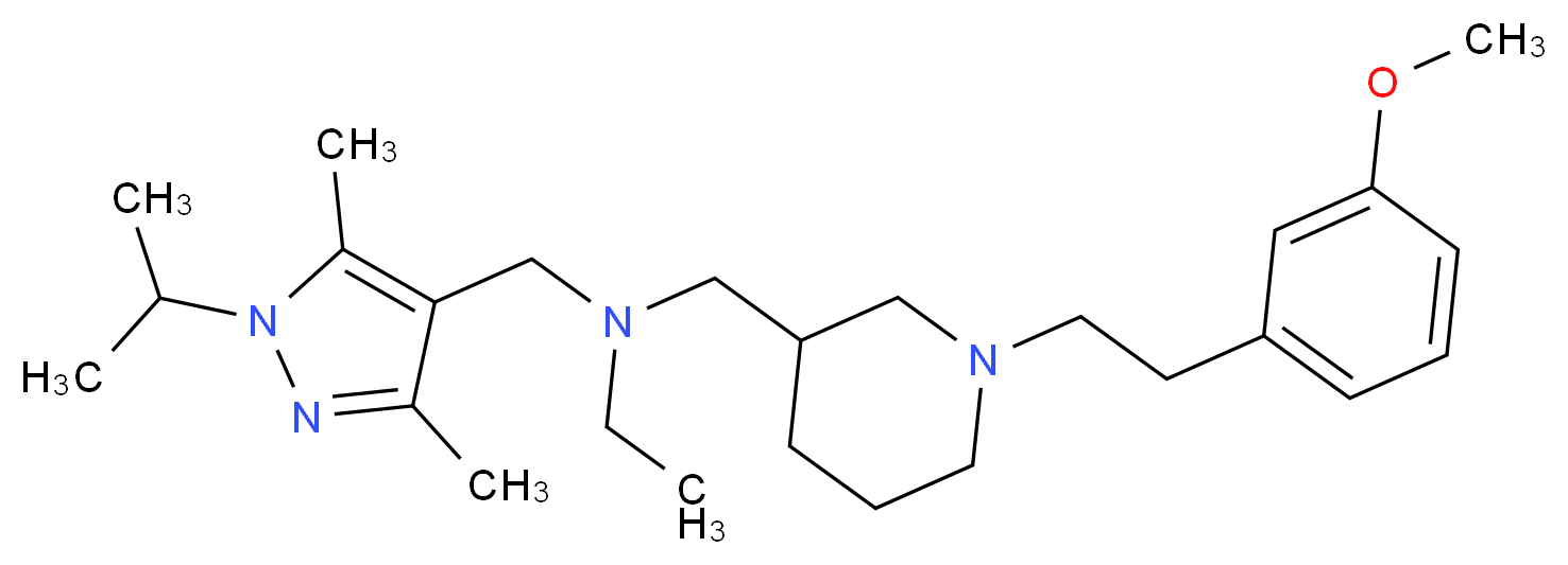 N-[(1-isopropyl-3,5-dimethyl-1H-pyrazol-4-yl)methyl]-N-({1-[2-(3-methoxyphenyl)ethyl]-3-piperidinyl}methyl)ethanamine_Molecular_structure_CAS_)