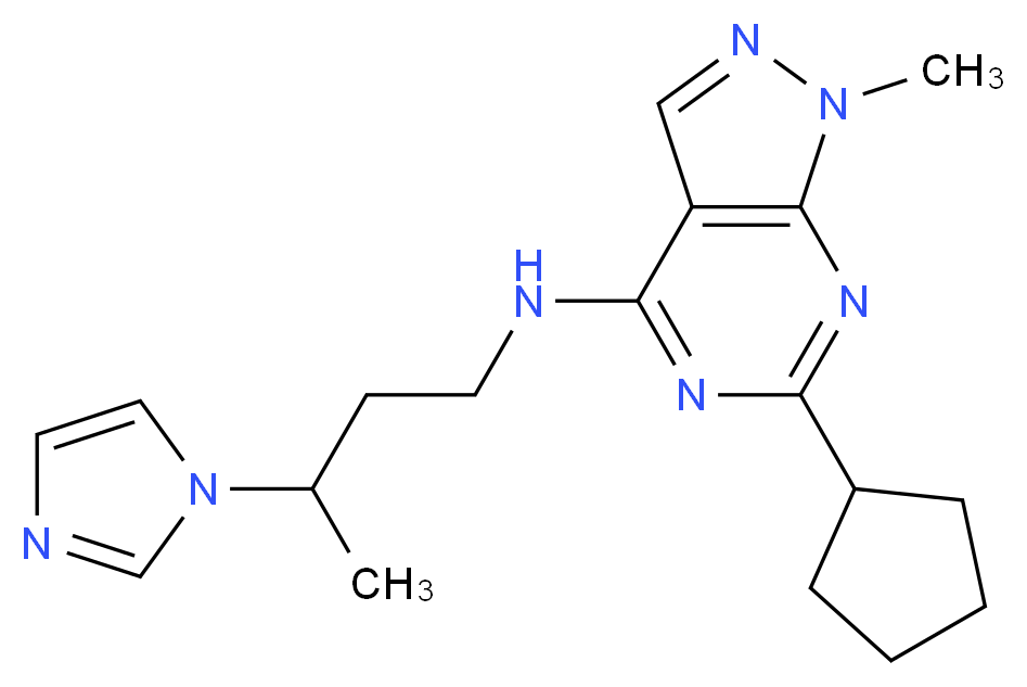 6-cyclopentyl-N-[3-(1H-imidazol-1-yl)butyl]-1-methyl-1H-pyrazolo[3,4-d]pyrimidin-4-amine_Molecular_structure_CAS_)