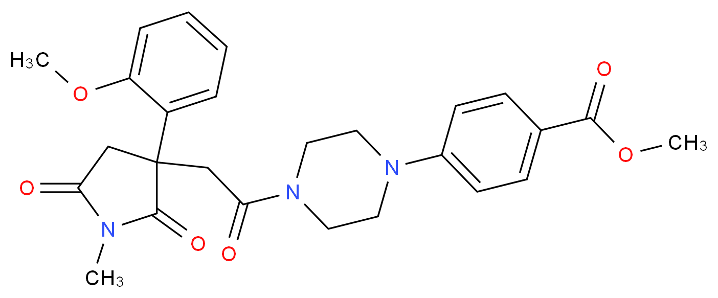 methyl 4-(4-{[3-(2-methoxyphenyl)-1-methyl-2,5-dioxo-3-pyrrolidinyl]acetyl}-1-piperazinyl)benzoate_Molecular_structure_CAS_)