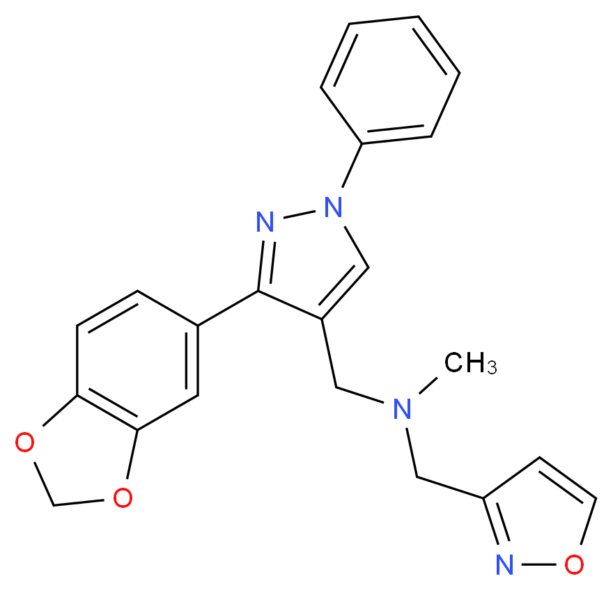 1-[3-(1,3-benzodioxol-5-yl)-1-phenyl-1H-pyrazol-4-yl]-N-(3-isoxazolylmethyl)-N-methylmethanamine_Molecular_structure_CAS_)