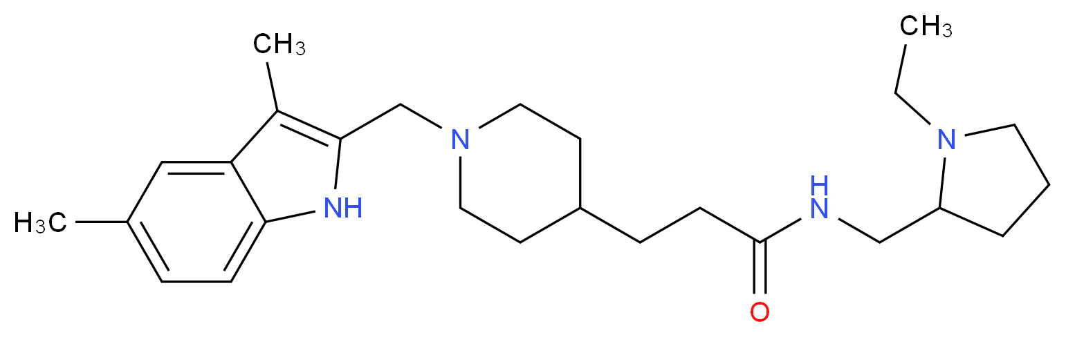 3-{1-[(3,5-dimethyl-1H-indol-2-yl)methyl]-4-piperidinyl}-N-[(1-ethyl-2-pyrrolidinyl)methyl]propanamide_Molecular_structure_CAS_)
