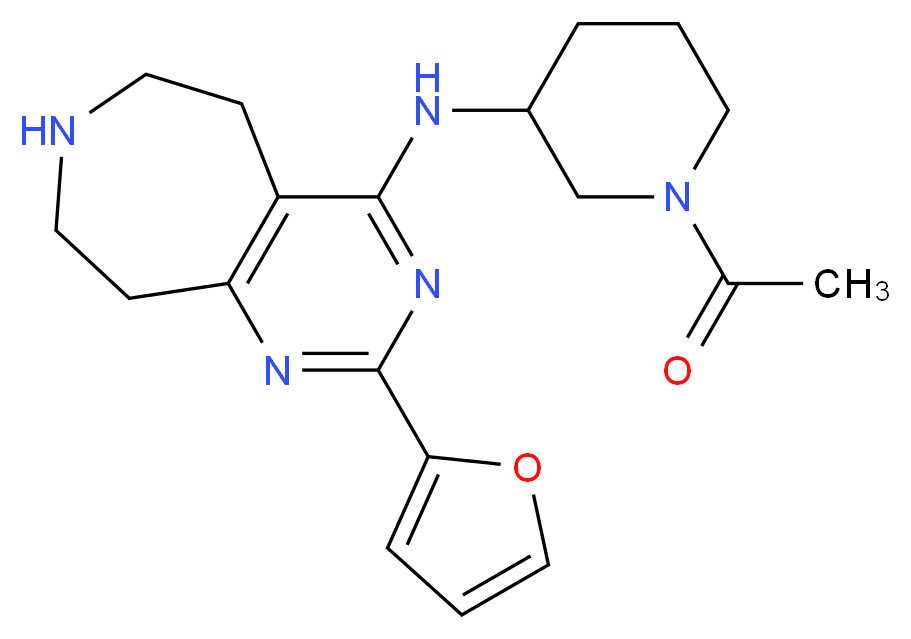 N-(1-acetylpiperidin-3-yl)-2-(2-furyl)-6,7,8,9-tetrahydro-5H-pyrimido[4,5-d]azepin-4-amine_Molecular_structure_CAS_)