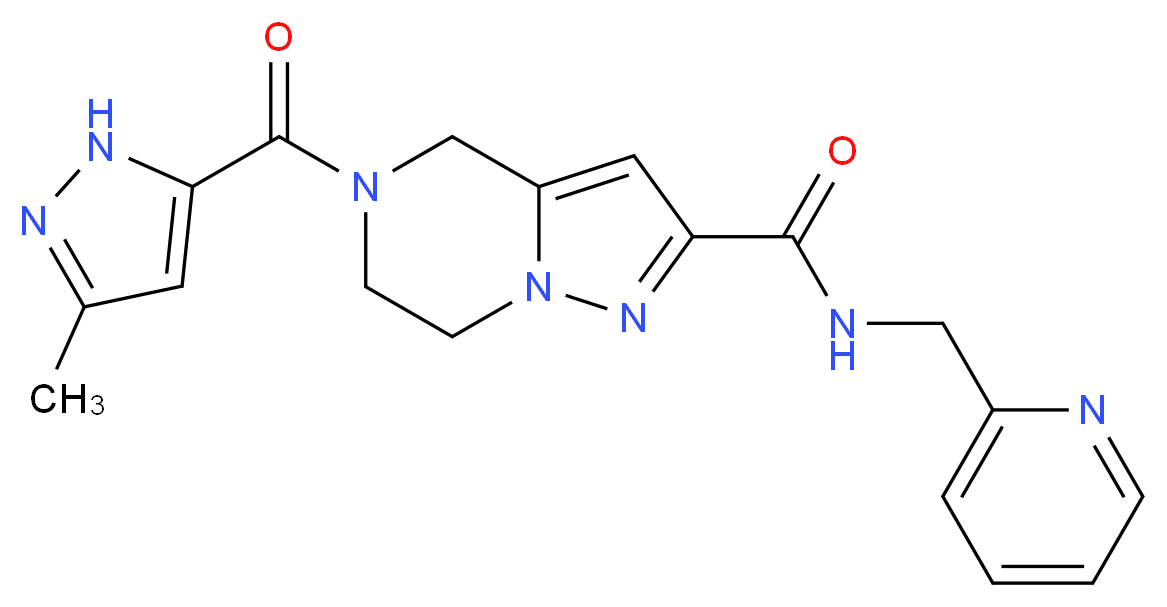 5-[(3-methyl-1H-pyrazol-5-yl)carbonyl]-N-(pyridin-2-ylmethyl)-4,5,6,7-tetrahydropyrazolo[1,5-a]pyrazine-2-carboxamide_Molecular_structure_CAS_)