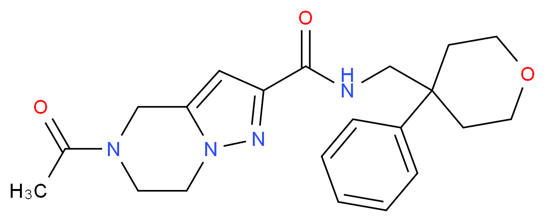 5-acetyl-N-[(4-phenyltetrahydro-2H-pyran-4-yl)methyl]-4,5,6,7-tetrahydropyrazolo[1,5-a]pyrazine-2-carboxamide_Molecular_structure_CAS_)