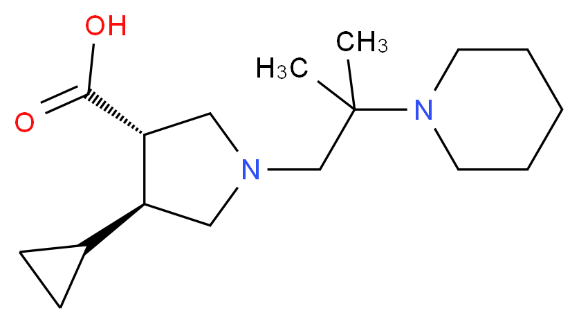 (3S*,4S*)-4-cyclopropyl-1-[2-methyl-2-(1-piperidinyl)propyl]-3-pyrrolidinecarboxylic acid_Molecular_structure_CAS_)