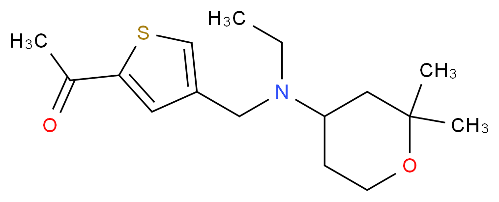 1-(4-{[(2,2-dimethyltetrahydro-2H-pyran-4-yl)(ethyl)amino]methyl}-2-thienyl)ethanone_Molecular_structure_CAS_)