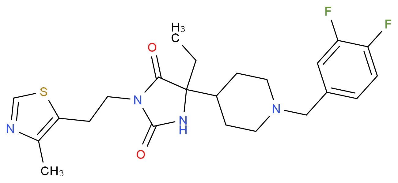 5-[1-(3,4-difluorobenzyl)-4-piperidinyl]-5-ethyl-3-[2-(4-methyl-1,3-thiazol-5-yl)ethyl]-2,4-imidazolidinedione_Molecular_structure_CAS_)