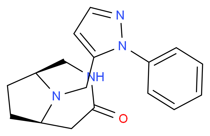 (1S*,6R*)-9-[(1-phenyl-1H-pyrazol-5-yl)methyl]-3,9-diazabicyclo[4.2.1]nonan-4-one_Molecular_structure_CAS_)