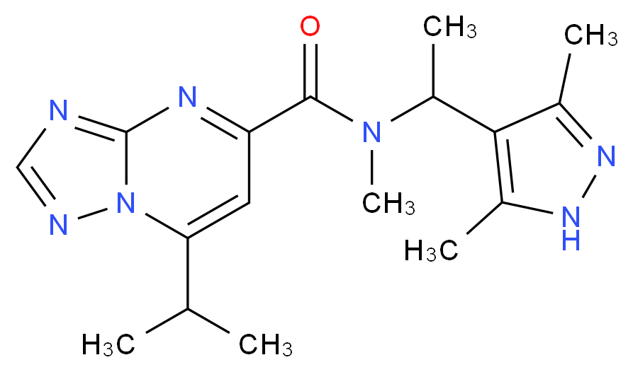 N-[1-(3,5-dimethyl-1H-pyrazol-4-yl)ethyl]-7-isopropyl-N-methyl[1,2,4]triazolo[1,5-a]pyrimidine-5-carboxamide_Molecular_structure_CAS_)