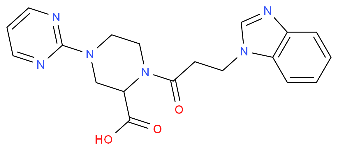 1-[3-(1H-benzimidazol-1-yl)propanoyl]-4-pyrimidin-2-ylpiperazine-2-carboxylic acid_Molecular_structure_CAS_)