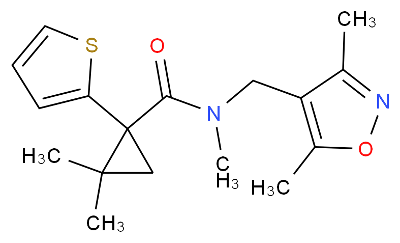 N-[(3,5-dimethylisoxazol-4-yl)methyl]-N,2,2-trimethyl-1-(2-thienyl)cyclopropanecarboxamide_Molecular_structure_CAS_)