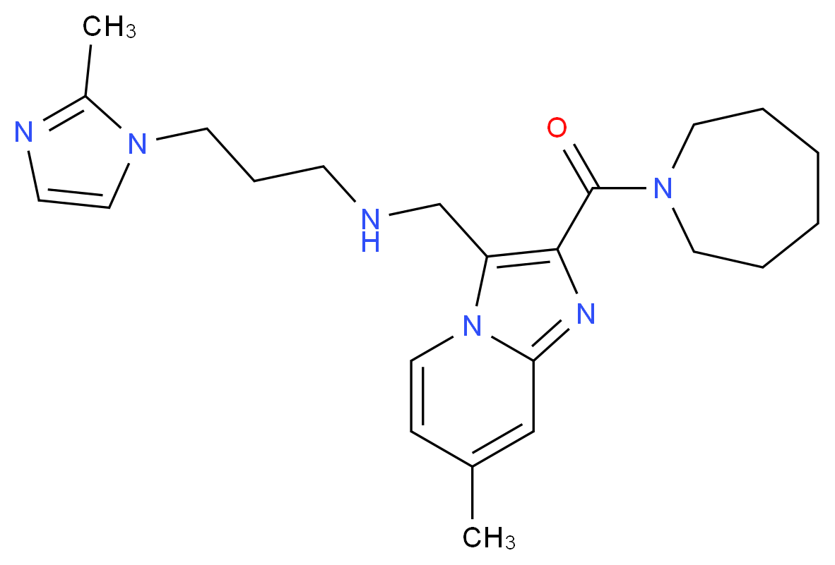 N-{[2-(1-azepanylcarbonyl)-7-methylimidazo[1,2-a]pyridin-3-yl]methyl}-3-(2-methyl-1H-imidazol-1-yl)-1-propanamine_Molecular_structure_CAS_)
