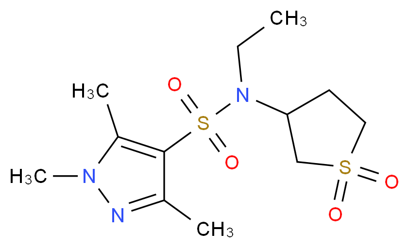 N-(1,1-dioxidotetrahydro-3-thienyl)-N-ethyl-1,3,5-trimethyl-1H-pyrazole-4-sulfonamide_Molecular_structure_CAS_)