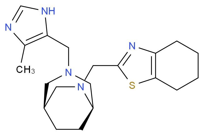 2-({(1S*,5R*)-3-[(4-methyl-1H-imidazol-5-yl)methyl]-3,6-diazabicyclo[3.2.2]non-6-yl}methyl)-4,5,6,7-tetrahydro-1,3-benzothiazole_Molecular_structure_CAS_)