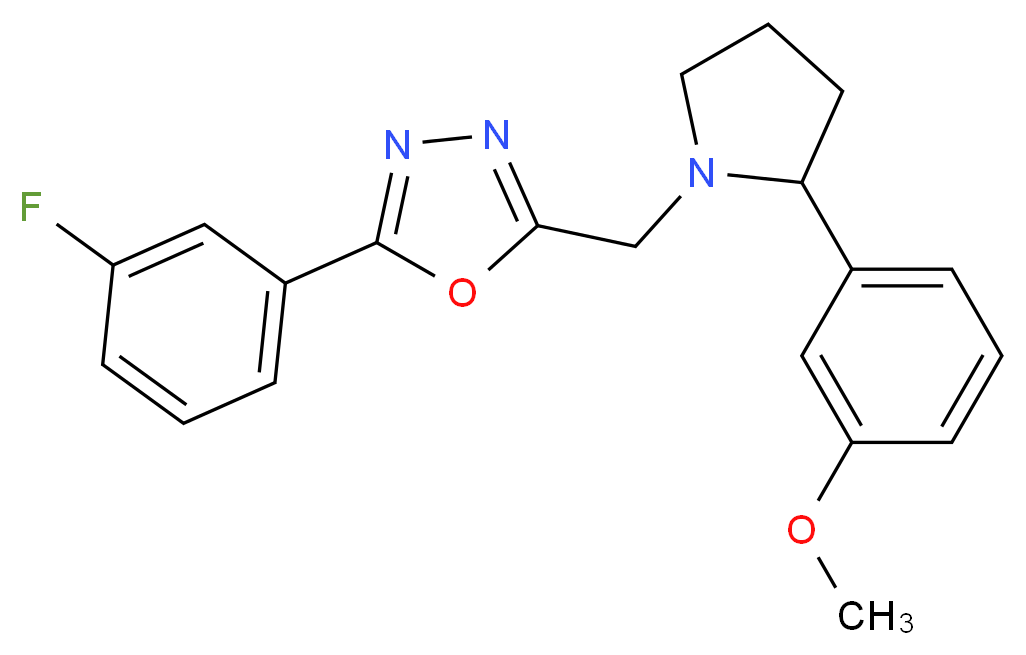 2-(3-fluorophenyl)-5-{[2-(3-methoxyphenyl)-1-pyrrolidinyl]methyl}-1,3,4-oxadiazole_Molecular_structure_CAS_)