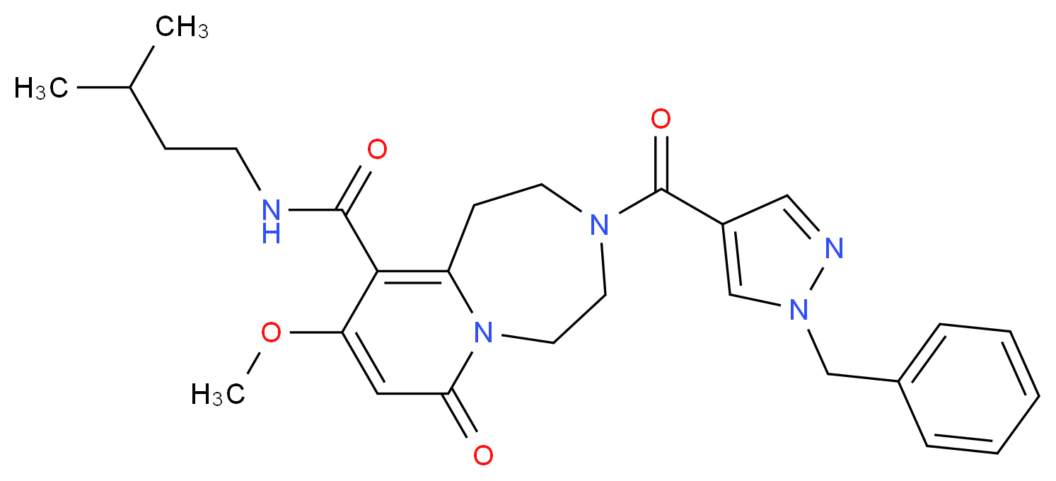 3-[(1-benzyl-1H-pyrazol-4-yl)carbonyl]-9-methoxy-N-(3-methylbutyl)-7-oxo-1,2,3,4,5,7-hexahydropyrido[1,2-d][1,4]diazepine-10-carboxamide_Molecular_structure_CAS_)