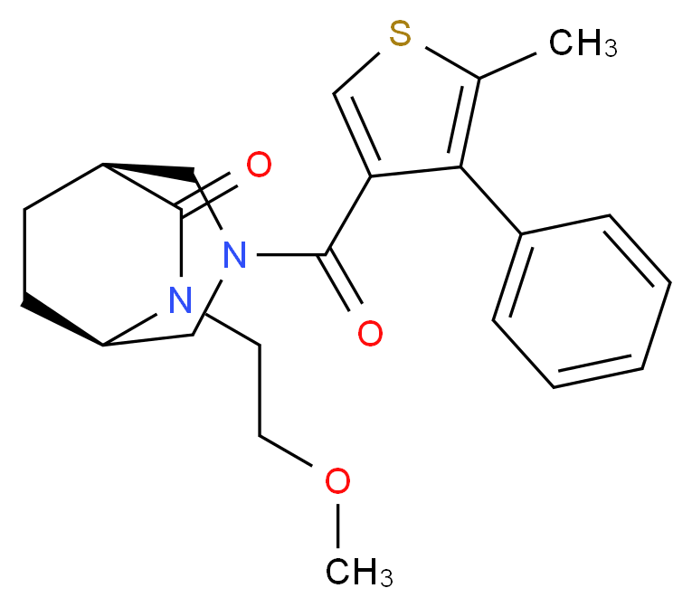 (1S*,5R*)-6-(2-methoxyethyl)-3-[(5-methyl-4-phenyl-3-thienyl)carbonyl]-3,6-diazabicyclo[3.2.2]nonan-7-one_Molecular_structure_CAS_)