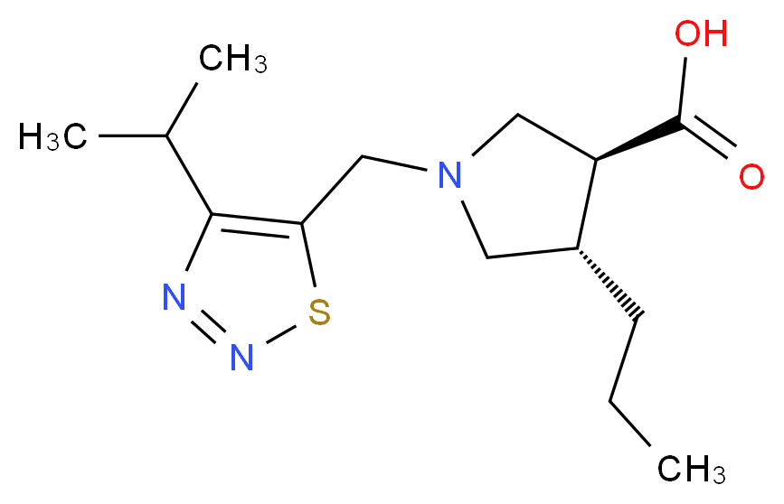 (3S*,4S*)-1-[(4-isopropyl-1,2,3-thiadiazol-5-yl)methyl]-4-propyl-3-pyrrolidinecarboxylic acid_Molecular_structure_CAS_)