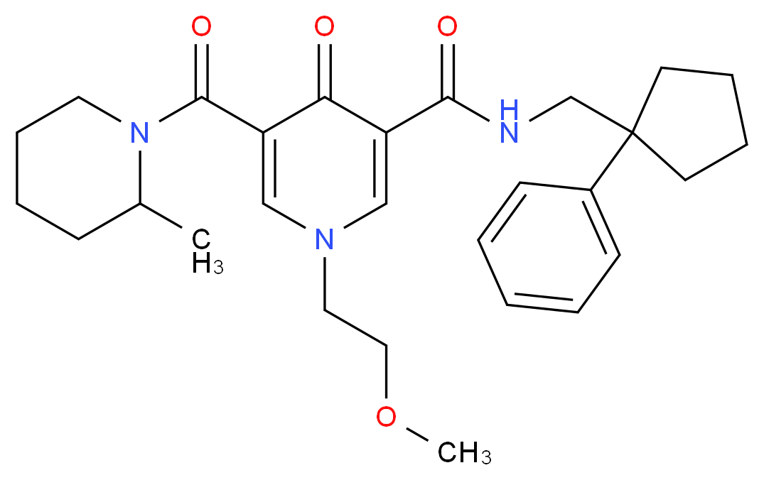 1-(2-methoxyethyl)-5-[(2-methyl-1-piperidinyl)carbonyl]-4-oxo-N-[(1-phenylcyclopentyl)methyl]-1,4-dihydro-3-pyridinecarboxamide_Molecular_structure_CAS_)