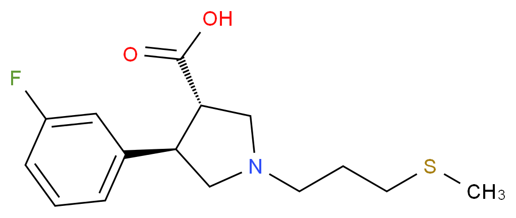 (3S*,4R*)-4-(3-fluorophenyl)-1-[3-(methylthio)propyl]pyrrolidine-3-carboxylic acid_Molecular_structure_CAS_)