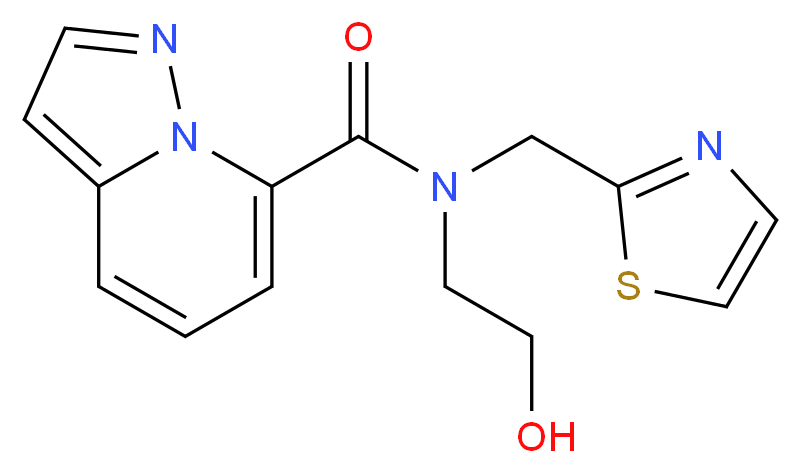 N-(2-hydroxyethyl)-N-(1,3-thiazol-2-ylmethyl)pyrazolo[1,5-a]pyridine-7-carboxamide_Molecular_structure_CAS_)