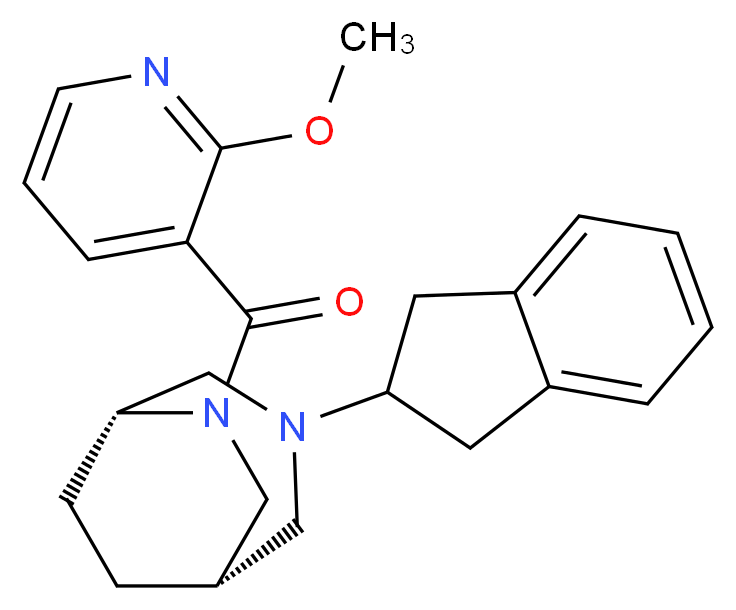 (1S*,5R*)-3-(2,3-dihydro-1H-inden-2-yl)-6-[(2-methoxy-3-pyridinyl)carbonyl]-3,6-diazabicyclo[3.2.2]nonane_Molecular_structure_CAS_)