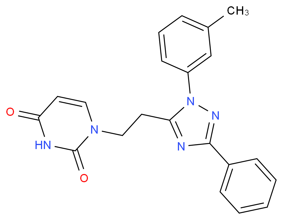 1-{2-[1-(3-methylphenyl)-3-phenyl-1H-1,2,4-triazol-5-yl]ethyl}pyrimidine-2,4(1H,3H)-dione_Molecular_structure_CAS_)