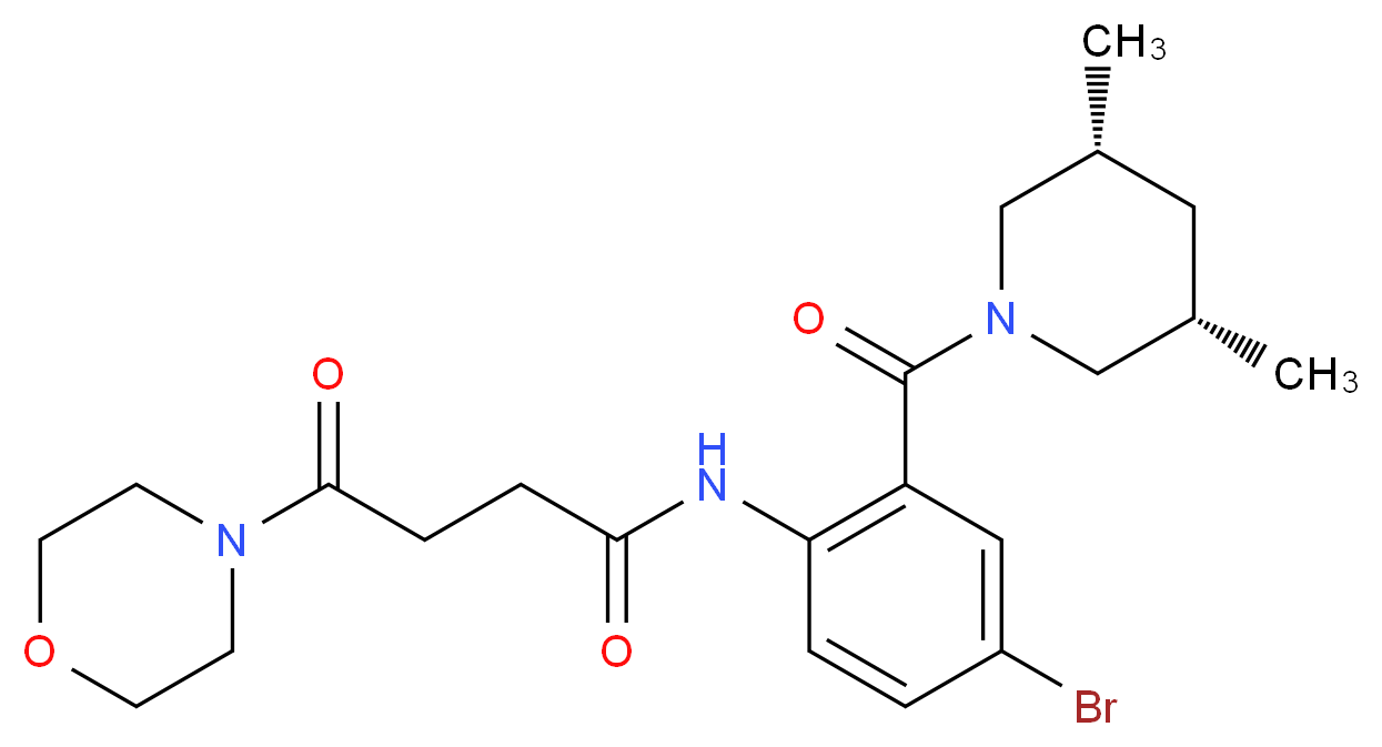 N-(4-bromo-2-{[(3R,5S)-3,5-dimethylpiperidin-1-yl]carbonyl}phenyl)-4-morpholin-4-yl-4-oxobutanamide_Molecular_structure_CAS_)