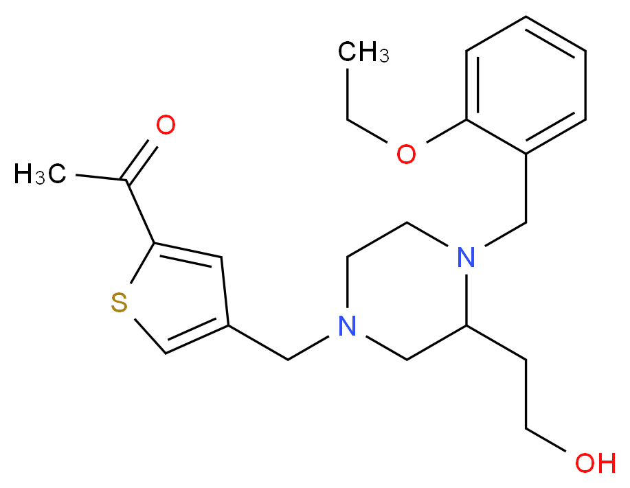 1-(4-{[4-(2-ethoxybenzyl)-3-(2-hydroxyethyl)-1-piperazinyl]methyl}-2-thienyl)ethanone_Molecular_structure_CAS_)