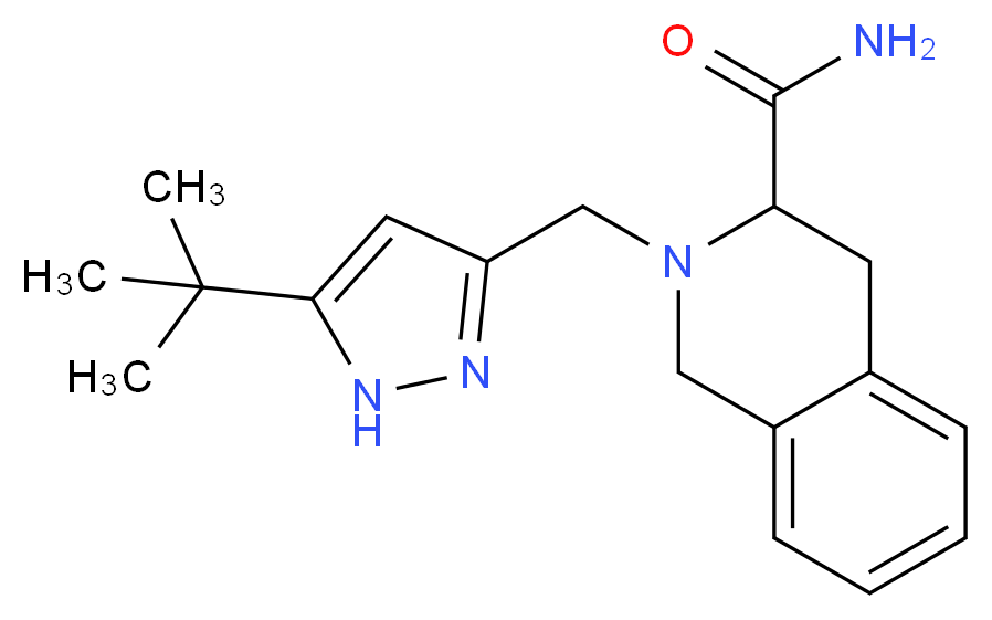 2-[(5-tert-butyl-1H-pyrazol-3-yl)methyl]-1,2,3,4-tetrahydroisoquinoline-3-carboxamide_Molecular_structure_CAS_)