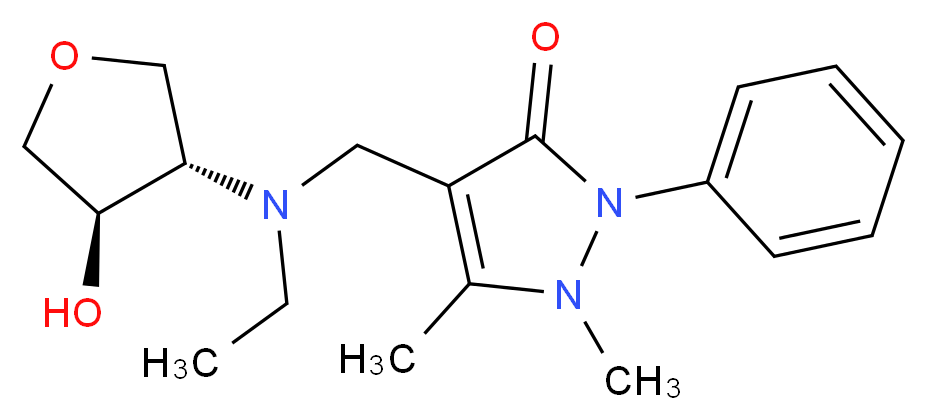 4-({ethyl[(3S*,4R*)-4-hydroxytetrahydrofuran-3-yl]amino}methyl)-1,5-dimethyl-2-phenyl-1,2-dihydro-3H-pyrazol-3-one_Molecular_structure_CAS_)