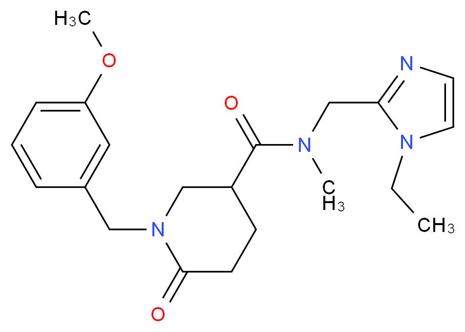 N-[(1-ethyl-1H-imidazol-2-yl)methyl]-1-(3-methoxybenzyl)-N-methyl-6-oxo-3-piperidinecarboxamide_Molecular_structure_CAS_)